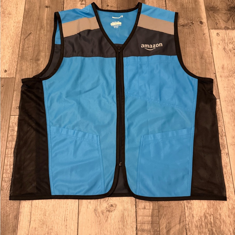 Amazon Delivery Flex Reflective Employee Safety Vest Zip Up XL Pockets